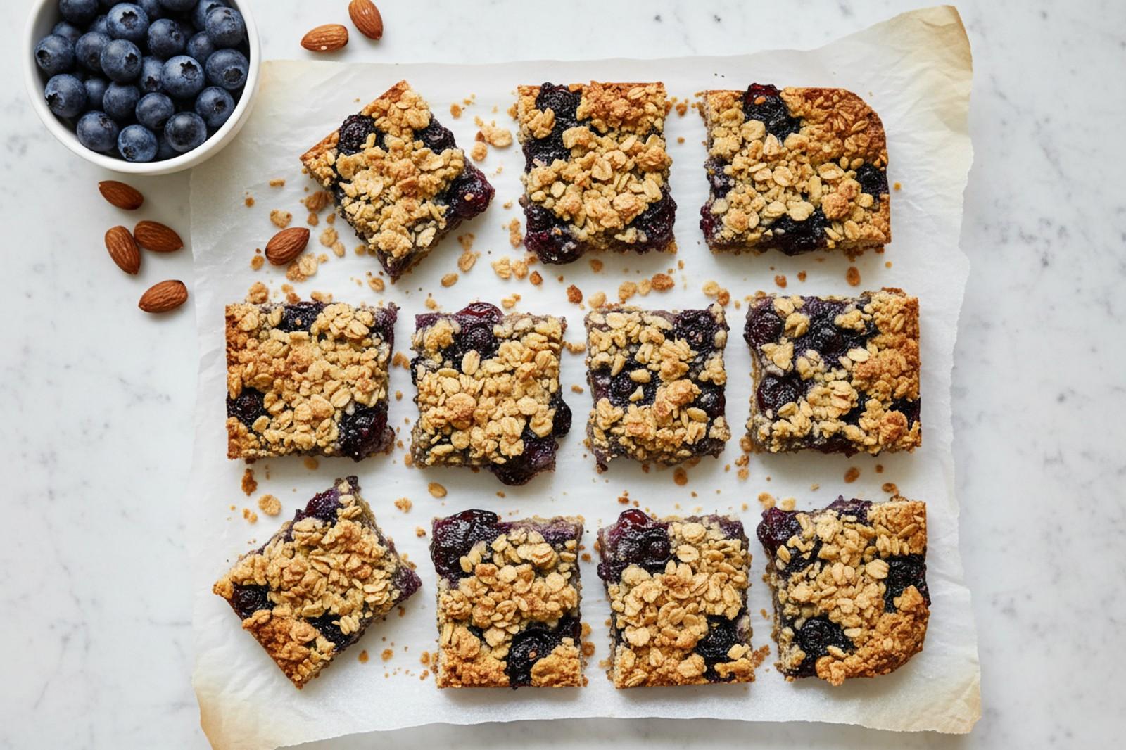 J&J with me: Μπάρες crumble με μύρτιλα